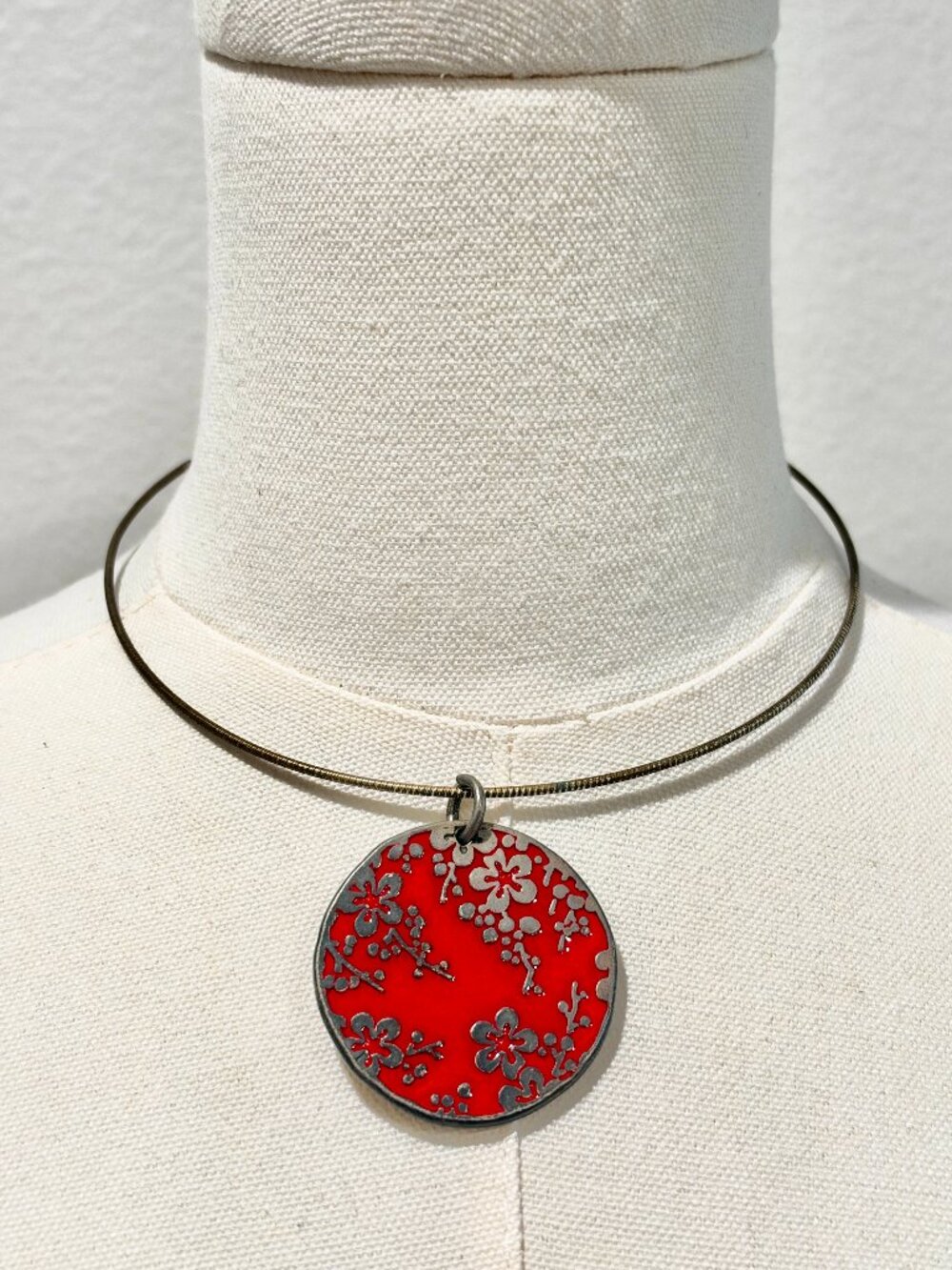 Vintage Foxy Originals Reversible Cherry Blossom Wire Choker Necklace